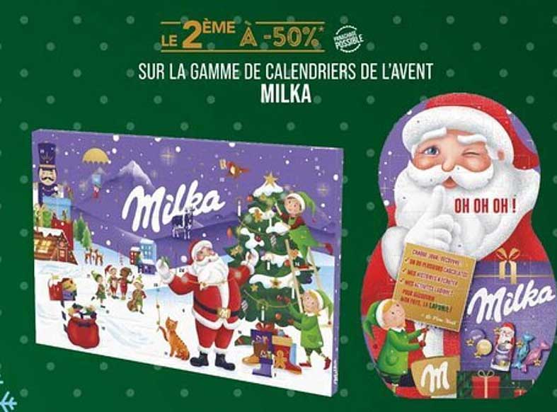 Le 2ème à -50% sur la gamme de calendriers de l'Avent Milka