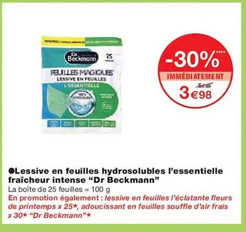 Lessive en feuilles hydrosolubles l’essentielle fraîcheur intense “Dr Beckmann”
