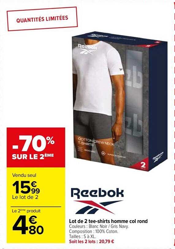 Lot de 2 tee-shirts homme col rond