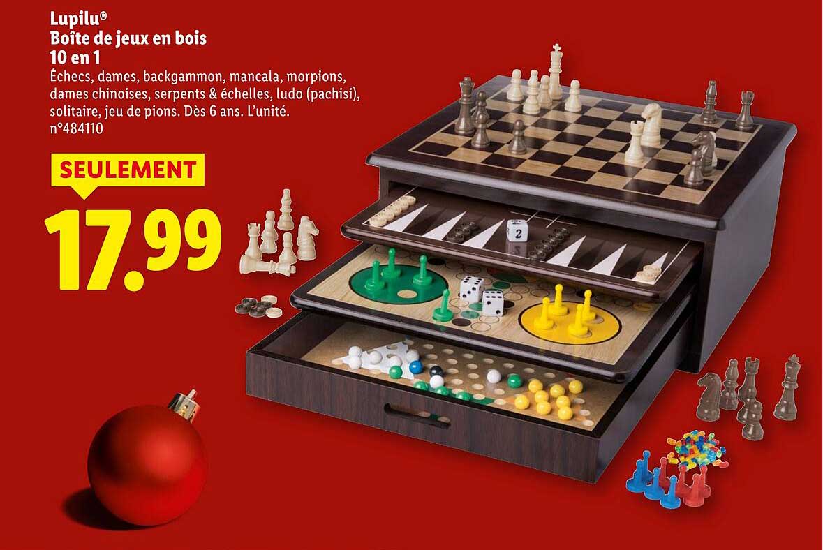 Lupilu® Boîte de jeux en bois 10 en 1