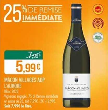 MAÇON VILLAGES AOP L'AURORE Blanc 2023