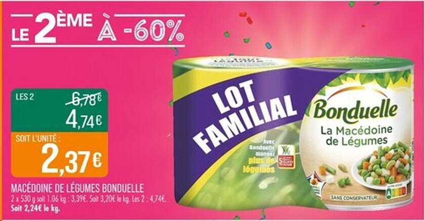 Mélange de légumes Bonduelle en lot familial