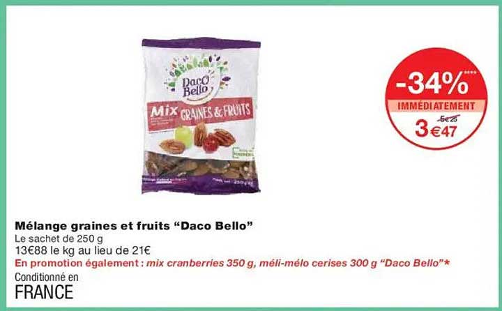 Mélange graines et fruits "Daco Bello"
