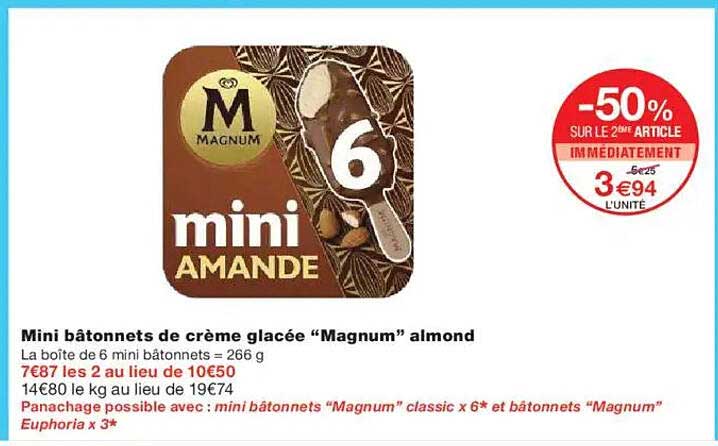 Mini bâtonnets de crème glacée “Magnum” almond