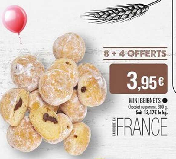 MINI BEIGNETS Chocolat ou pomme, 300 g.