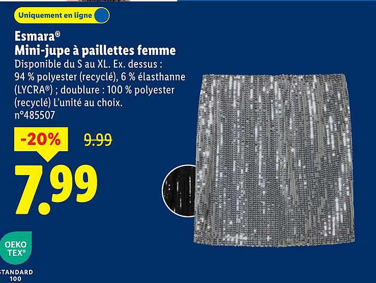 Mini-jupe à paillettes femme