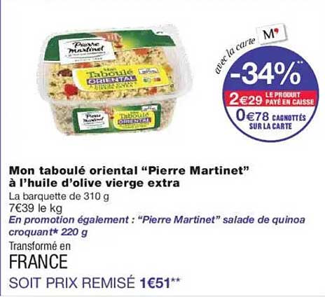 Mon taboulé oriental "Pierre Martinet" à l'huile d'olive vierge extra
