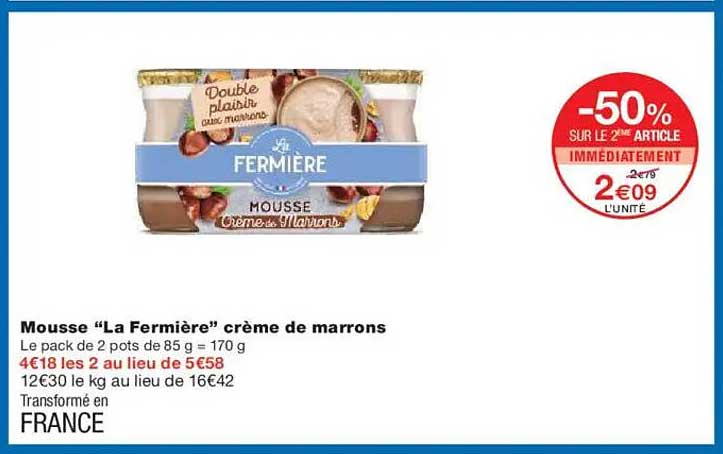 Mousse "La Fermière" crème de marrons