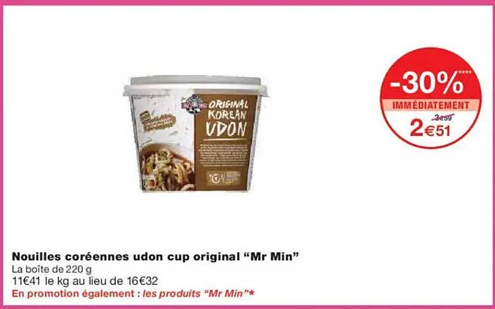 Nouilles coréennes udon cup original “Mr Min”