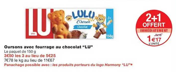 Oursons avec fourrage au chocolat “LU”