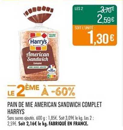 PAIN DE MIE AMERICAN SANDWICH COMPLET HARRYS