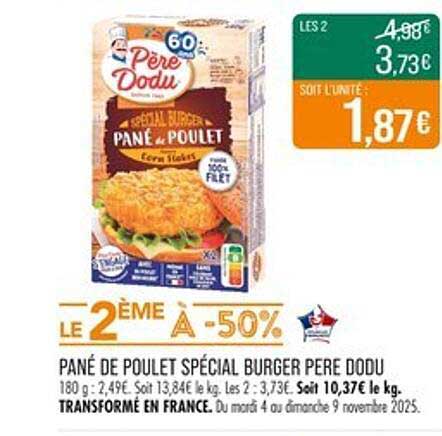 PANÉ DE POULET SPÉCIAL BURGER PÈRE DODU