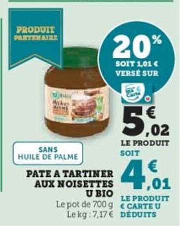 PATE A TARTINER AUX NOISETTES U BIO
