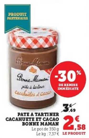 PATE A TARTINER CACAHUETE ET CACAO BONNE MAMAN