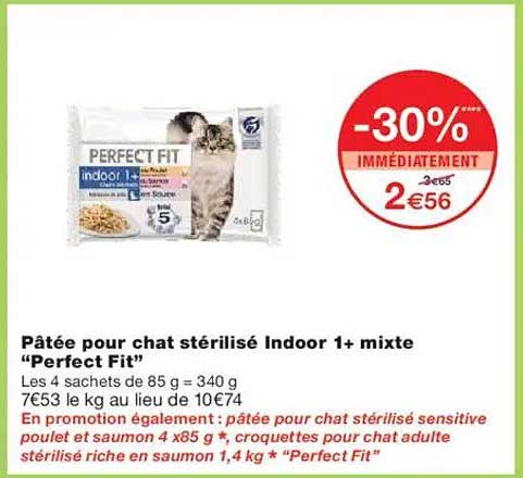Pâtée pour chat stérilisé Indoor 1+ mixte "Perfect Fit"