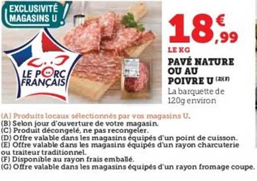 PAVÉ NATURE OU AU POIVRE U