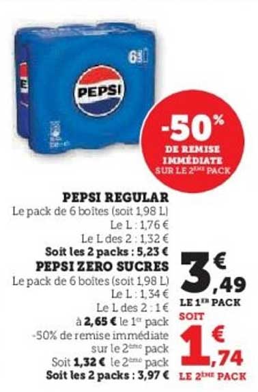 PEPSI REGULAR et PEPSI ZERO SUCRES