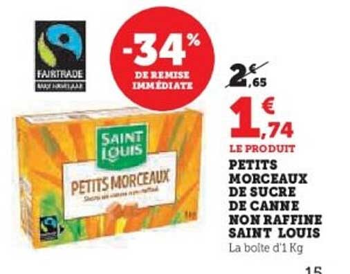 PETITS MORCEAUX DE SUCRE DE CANNE NON RAFFINE SAINT LOUIS