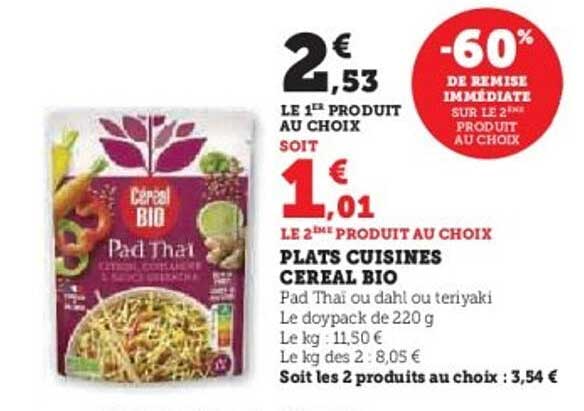 PLATS CUISINES CEREAL BIO
