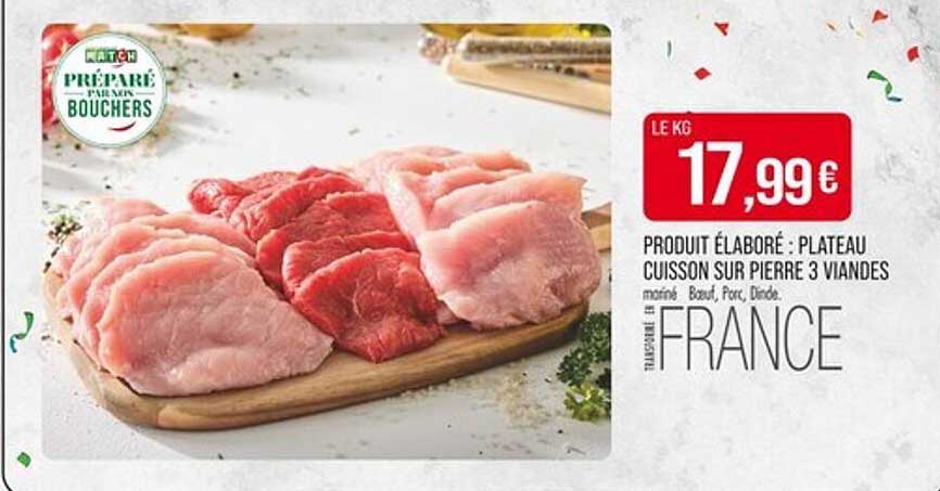 Produit élaboré : plateau cuisson sur pierre 3 viandes