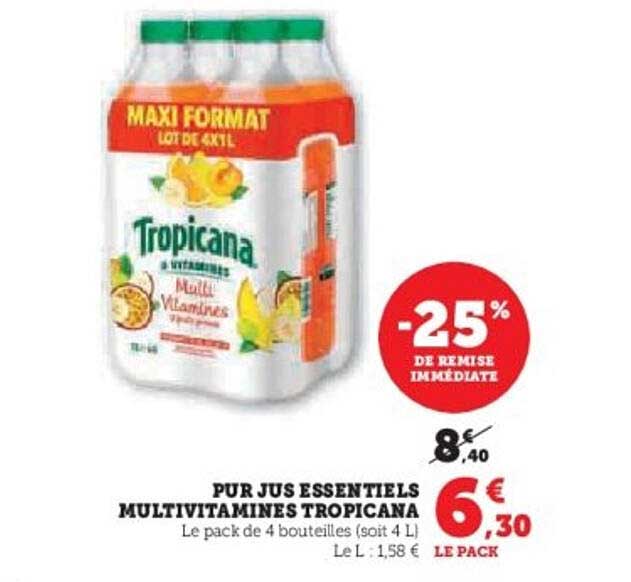 PUR JUS ESSENTIELS MULTIVITAMINES TROPICANA
