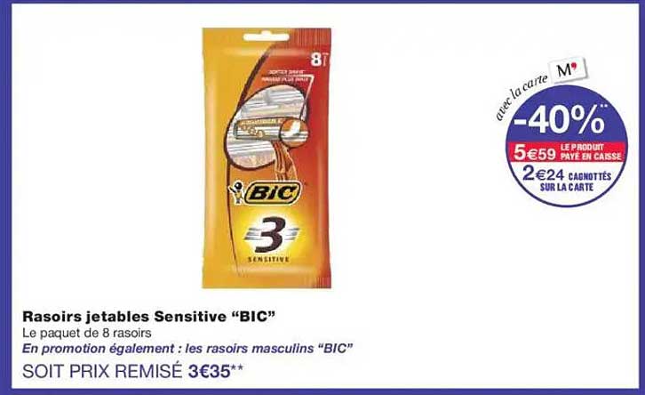 Rasoirs jetables Sensitive “BIC”