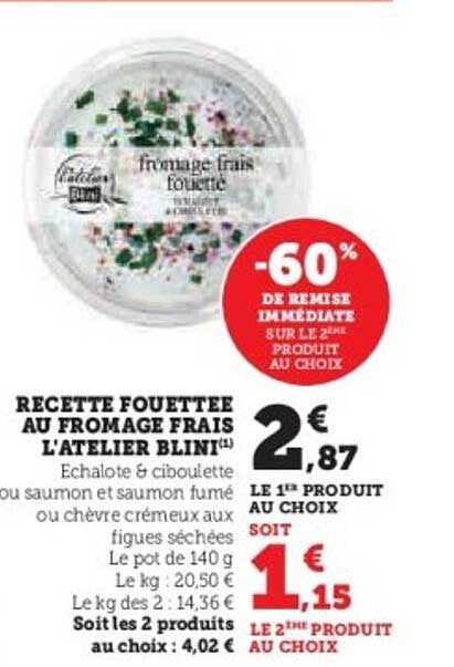 RECETTE FOUETTEE AU FROMAGE FRAIS L'ATELIER BLINIT