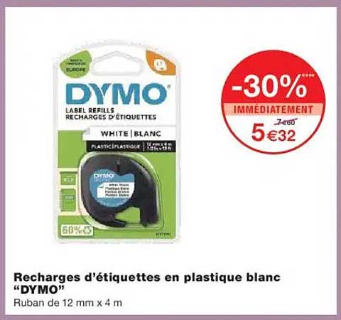 Recharge d'étiquettes en plastique blanc "DYMO"