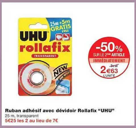 Ruban adhésif avec dévidoir Rollafix “UHU”