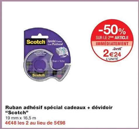 Ruban adhésif spécial cadeaux + dévidoir "Scotch"