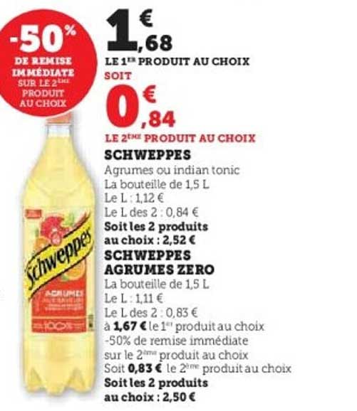 SCHWEPPES Agrumes ou Indian Tonic