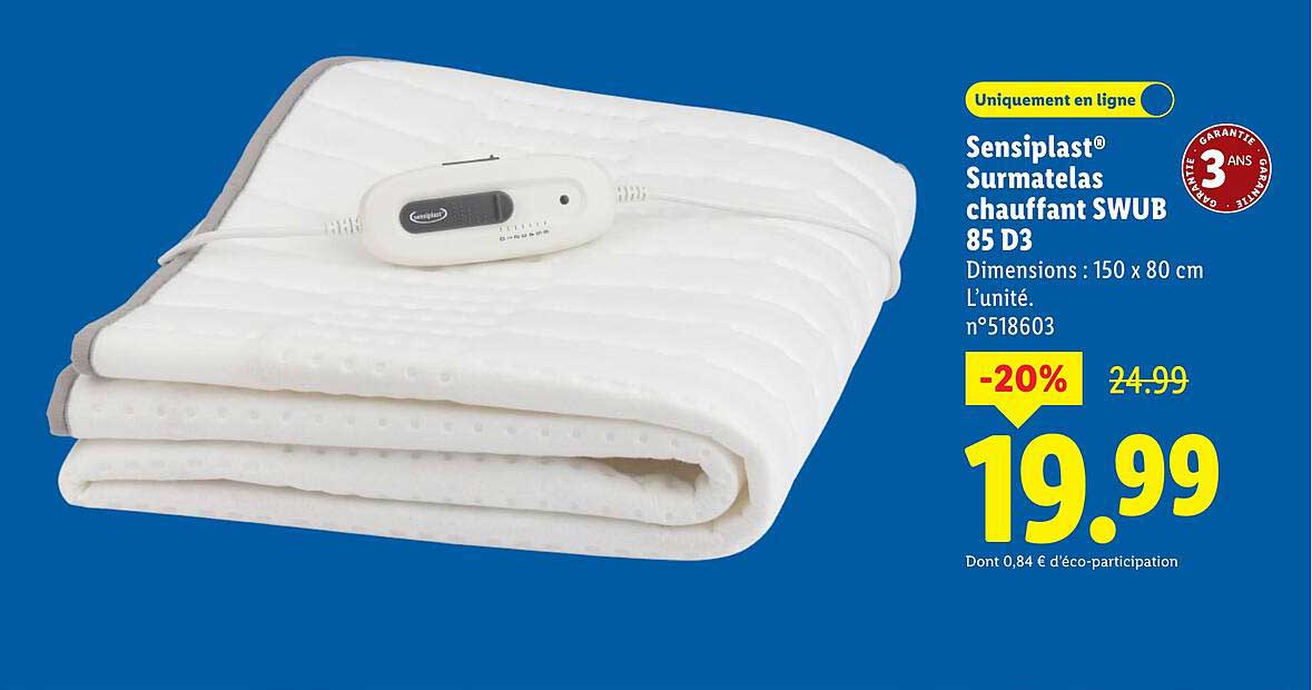 Sensiplast® Surmatelas chauffant SWUB 85 D3