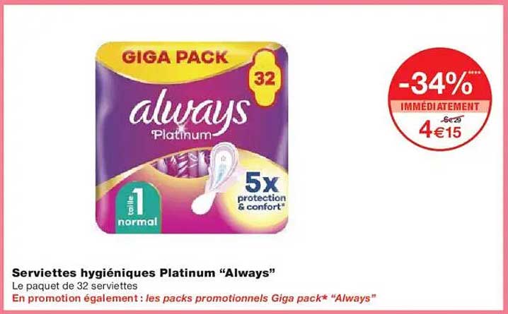 Serviettes hygiéniques Platinum “Always”