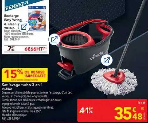 Set lavage turbo 3 en 1 VILEDA