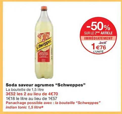Soda saveur agrumes “Schweppes”
