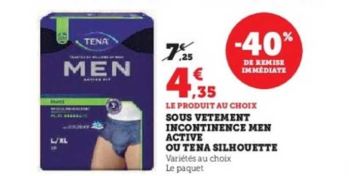 SOUS VÊTEMENT INCONTINENCE MEN ACTIVE OU TENA SILHOUETTE