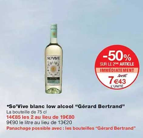 So'Vive blanc low alcool "Gérard Bertrand"