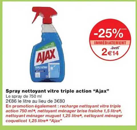 Spray nettoyant vitre triple action “Ajax”