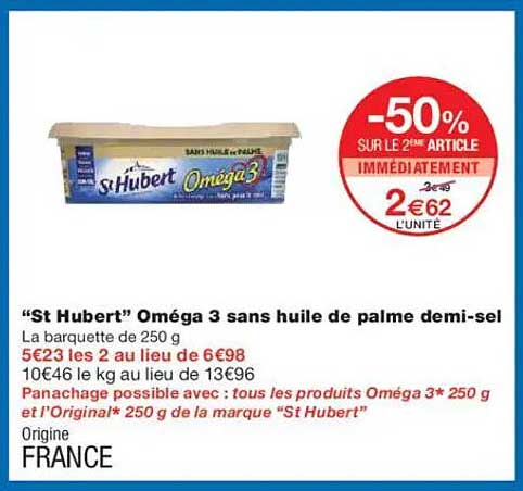 "St Hubert" Oméga 3 sans huile de palme demi-sel