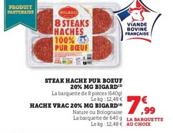 STEAK HACHE PUR BOEUF 20% MG BIGARD