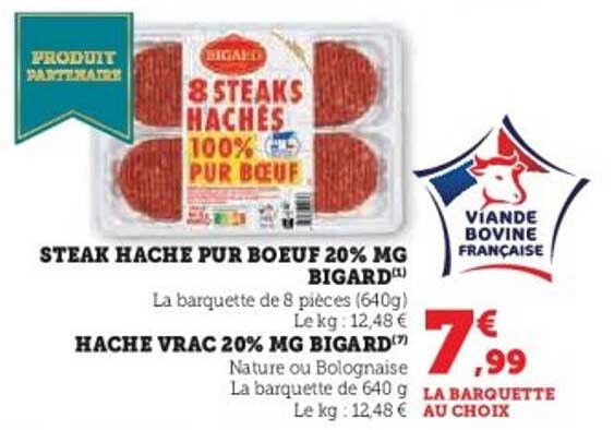 STEAK HACHE PUR BOEUF 20% MG BIGARD