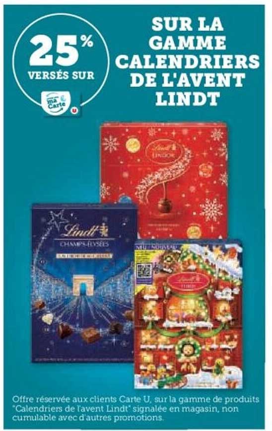 SUR LA GAMME CALENDRIERS DE L'AVENT LINDT
