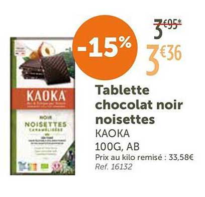 Tablette chocolat noir noisettes