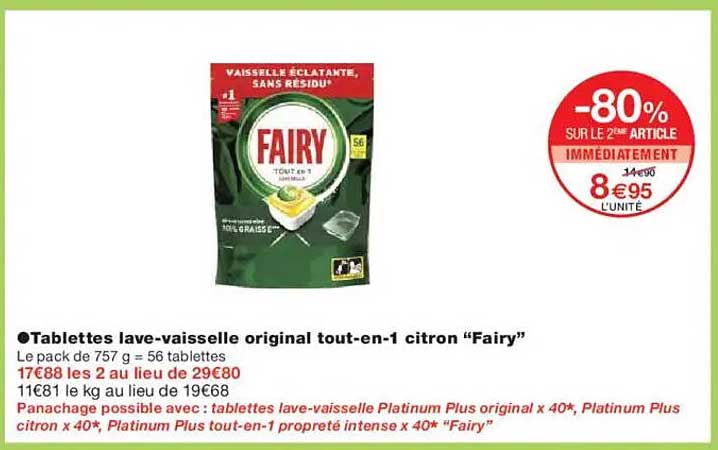 Tablettes lave-vaisselle original tout-en-1 citron “Fairy”