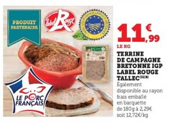 TERRINE DE CAMPAGNE BRETONNE IGP LABEL ROUGE TALLEC