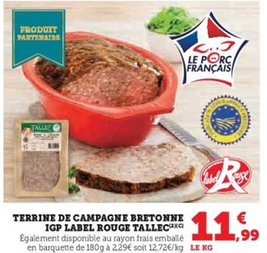 TERRINE DE CAMPAGNE BRETONNE IGP LABEL ROUGE TALLEC