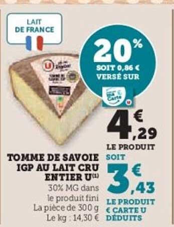TOMME DE SAVOIE IGP AU LAIT CRU ENTIER U
