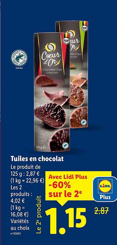 Tuiles en chocolat