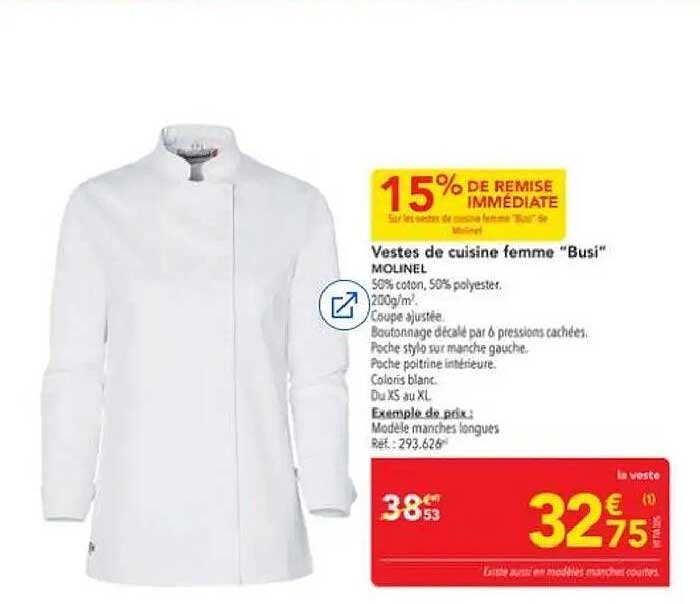 Vestes de cuisine femme "Busi" MOLINEL