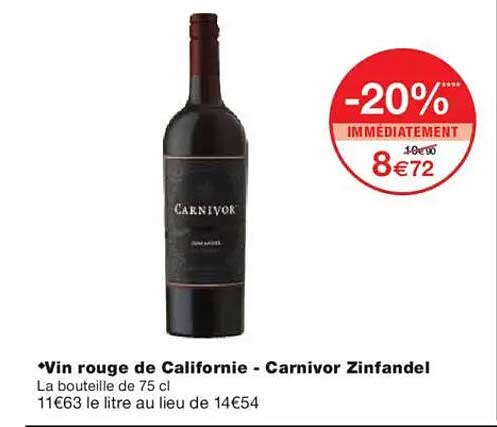 Vin rouge de Californie - Carnivor Zinfandel